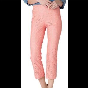 Anthropologie Corey Lynn Calter Pink Straight Leg Cropped Lace Pants 8